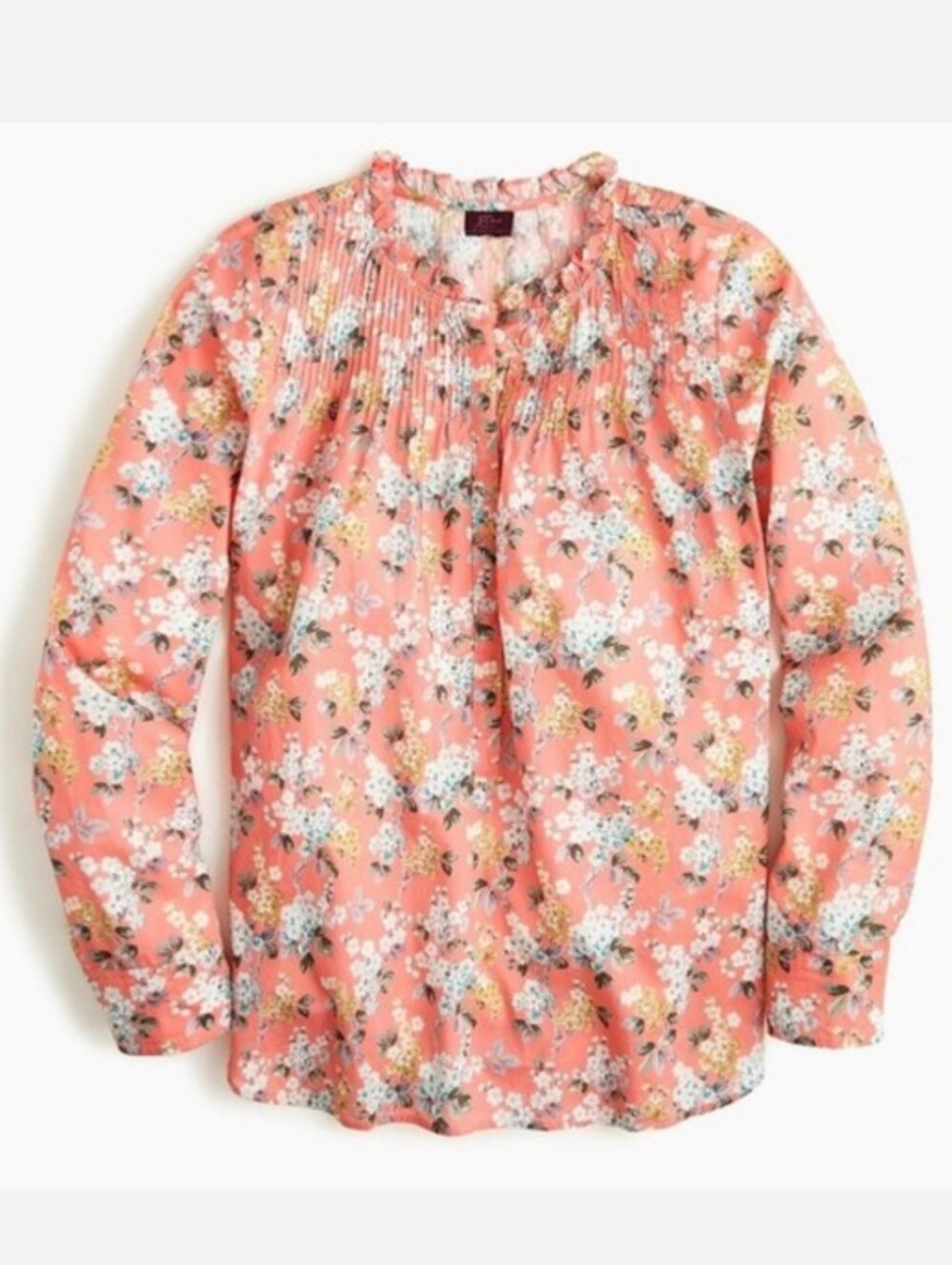 Liberty London Arts x J Crew Floral Ruffle Popover Josephine Coral Multi Size 4